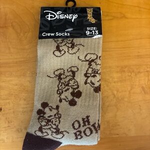 Disney Men's Tan and Brown Crew Socks